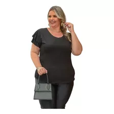 Blusinha Tecido Suede Plus Size Moda Manga Curta Premium Top