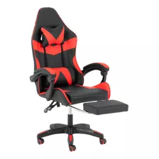 Silla Escritorio Gamer Ergonomica Reclinable Con Reposapies Color Rojo