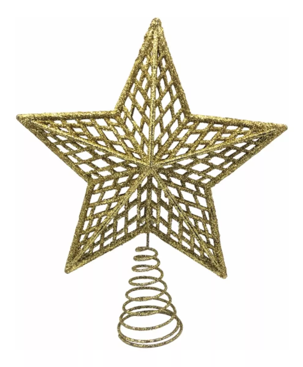 Estrella De Navidad Árbol Dorada Adorno Navideño 19,5x14,5cm