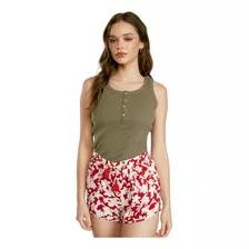 Short Rojo Estampado Casual Para Mujer Primark 3486