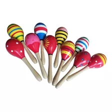 Maraca Sonajero De Madera Infantil Estimulación Color 19cm