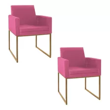 Kit 2 Poltronas Decor Bellinha B.f. Dourado Corano Pink