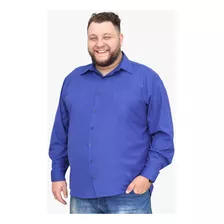 Camisa Social Masculina Plus Size Básica Casual Manga Longa