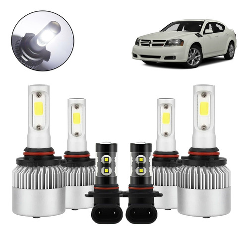 Kit De Focos Led Luz Alta Y Baja 8000lm 6000k Para Dodge