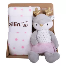 Set Peluche Manta Venado Bebé Niña Melange Pillin (prw154mLG