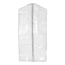 10 Capa Vestido Noiva Longo Frente Transparente Zíper Branca