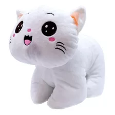 Gato Branco Olhos Abertos 26cm - Pelúcia