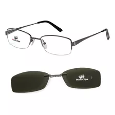 Armação De Óculos P/ Grau Clip On Prot Uv400 Uva E Uvb Metal