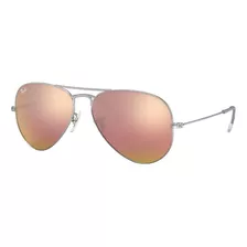 Anteojos De Sol Ray-ban Aviator Flash Lenses Standard Con Marco De Metal Color Polished Silver, Lente Cooper De Cristal Flash, Varilla Polished Silver De Metal - Rb3025