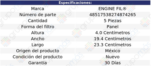 5 Filtros De Aire Engine Fil Capri L4 1.6l 1991 A 1994 Foto 2