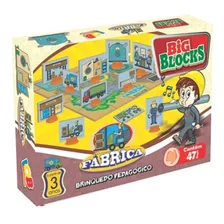 Brinquedo Educativo Big Blocks Fábrica Madeira Com 47 Peças