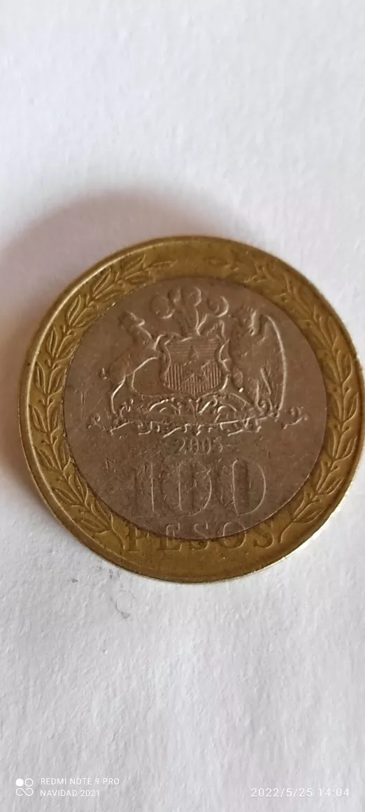 Moneda De 100 Pesos Chilena Con Falla.