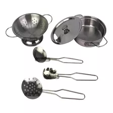 Kit Cozinha Jogo De Panelinhas Escorredor Inox 6 Peças