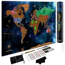 Rascar Viajes Mundial Mapa De Oro Grande 32x24 Cartel Decor