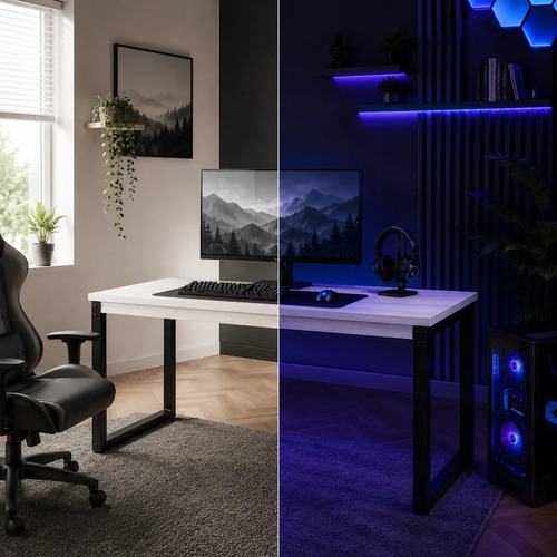 Mesa Pc 120x60 Home Office E Escritório Com Design Moderno Snow