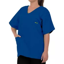 Blusa De Pijama Cirúrgico Scrub Azul Royal Com Decote Em V