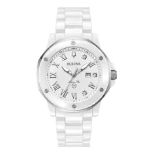 Reloj Bulova Marine Star Marc Anthony 98p222 3diam Color De La Correa Blanco