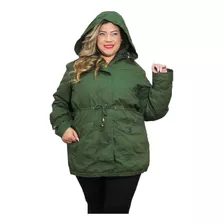 Jaqueta Parka Plus Size Inverno Feminina Com Capuz Removível