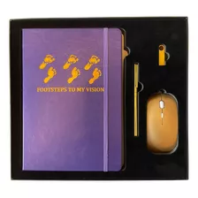 Footsteps To My Vision Purple Notebook Set Diario Cuero Lujo