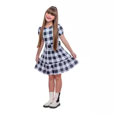 Vestido Infantil + Cinto Xadrez Luxo Festa Junina Country