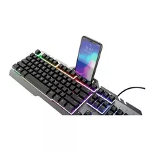 Teclado Gamer Iluminado Holder Telefono Trust Esca Gxt-853