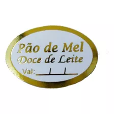 Etiqueta Adesiva Pão De Mel Doce De Leite /validade 1.000un. Cor Dourado Desenho Impresso Pão De Mel/doce De Leite