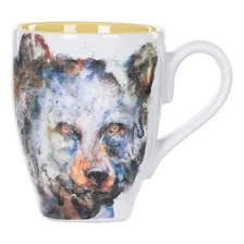 Demdaco Oso Acuarela Taza De Gres Brillante Con Asa, 16 Onza