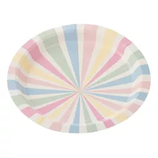Prato Papel Tema 18cm Listras Candy Color Tie Dye - 10 Unid