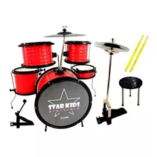 Bateria Infantil Luen Star Kids Vermelha C/ Garantia