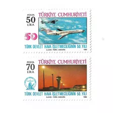 Turquía 1983 Aniversario Aviacion Civil Serie Mint 2392/93