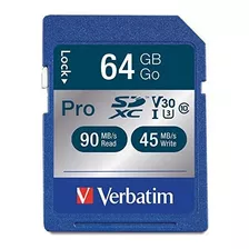 Tarjeta De Memoria Verbatim 64gb Pro 600x Sdxc, Uhs-i V30 U3