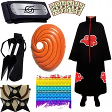 Kit Ninja Naruto Manto Akatsuki Máscara Tobi Pop It Relaxa