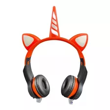 Auriculares Inalambricos Bluetooth Unicornio Luces Led Noga Color Negro/naranja