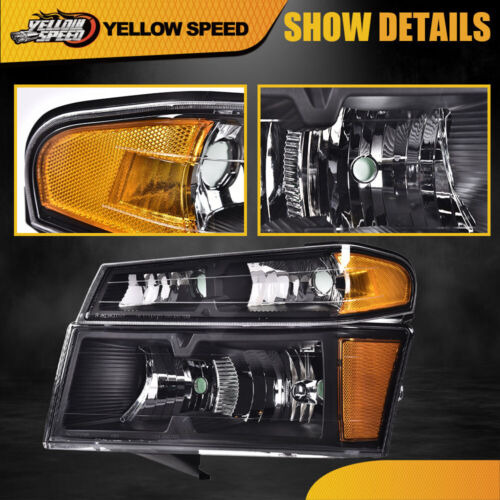 Black Corner Headlights+bumper Lights Fit For 04-12 Gmc  Ccb Foto 5