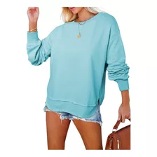 Evaless Sudadera Para Mujer, Casual, Color Sólido, Cuello .