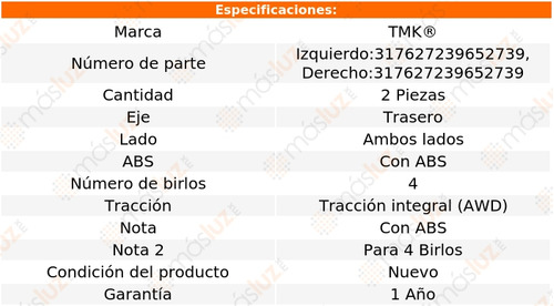 2- Mazas Traseras Con Abs Bmw X5 3.0l 6 Cil 2006/2008 Tmk Foto 2