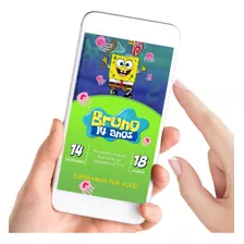 Convite Digital De Aniversário Para Whatsapp Bob Esponja