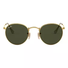 Óculos De Sol Masculino E Feminino Round Metal Dourado E Verde Ray-ban