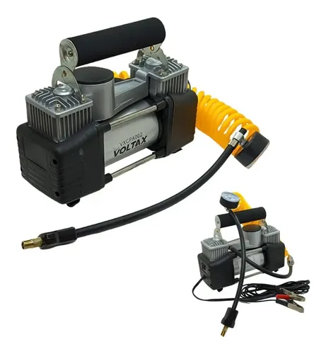 Mini Compresor Bi Cilindrico 12v Inflador Neumatico Auto 4x4 Gris Y Negro Monofásica