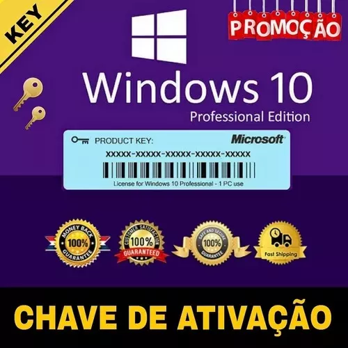 Licença Chave Key, Windows 10 Pro Vitalicio, Envio Rapido