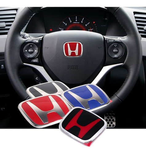 Emblema Volante Honda Negro Y Plata De 53mm X 43mm Foto 3