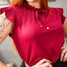 Blusa Feminina Tecido Bolinha Canelado Cores Basico E Barato