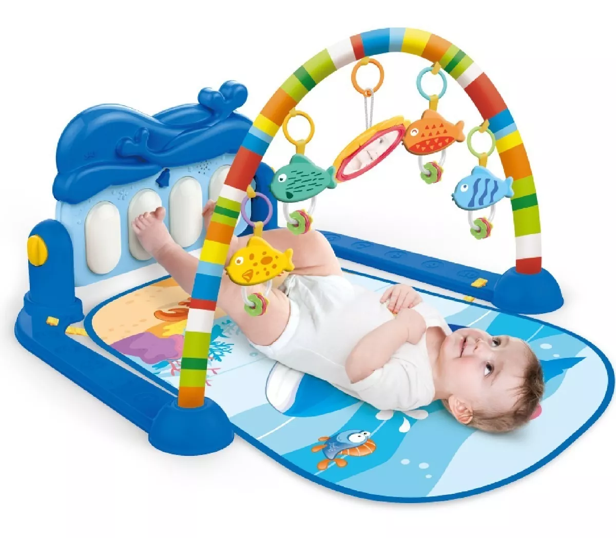 Tapete Interativo Para Bebê Com Piano Baleia Azul - Maxibaby