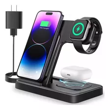 3 En 1 Cargador Inalámbrico Mankiw Para iPhone/iwatch/airpod Color Negro