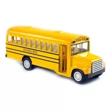 Kinsfun 6 Die Cast Long-nose School Bus With Pull-back A...