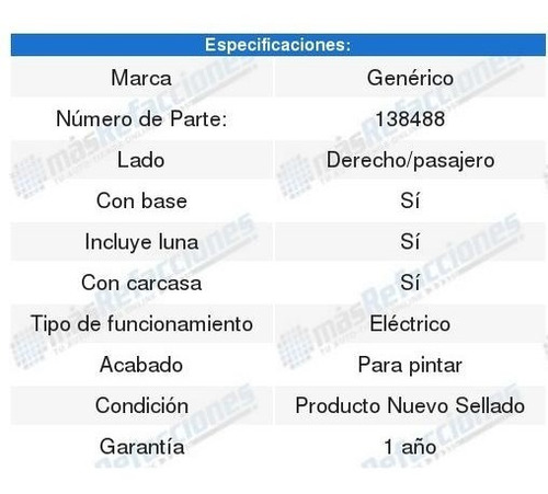 Espejo Mitsubishi Outlander Derecho 2007 - 2013 Foto 2