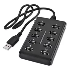 Usb2.0hub Hub Doble Fila Diez Puertos Con Interruptor