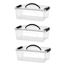 Kit Com 3 Caixas Container 7,3l Organizadora Com Trava