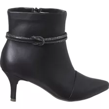 Botas Feminina Bico Fino Salto Fino Médio Confortável Strass