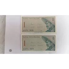 2 Billetes 1 Rupia Consecutivos Indonesia Sin Circular .vhcf